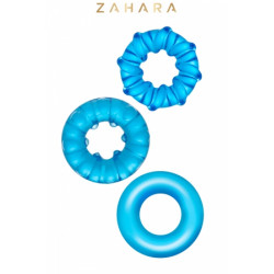 3 Cockrings Strech Rings bleu - Zahara