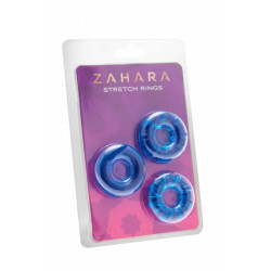 3 Cockrings Strech Rings bleu - Zahara