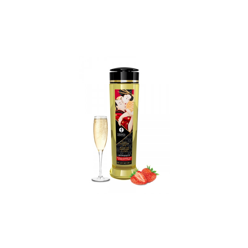 Huile de massage parfum fraise   vin pétillant - Shunga