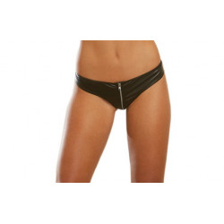 Panty faux cuir avec zip  résille au dos - DG1423BLK