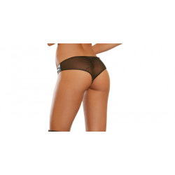 Panty faux cuir avec zip  résille au dos - DG1423BLK