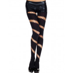 Collant legging noir opaque ajouré asymétrique - MH7267BLK