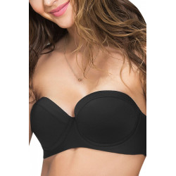 Haut de bikini noir bustier coqué bretelles amovibles - MAR6847BLK