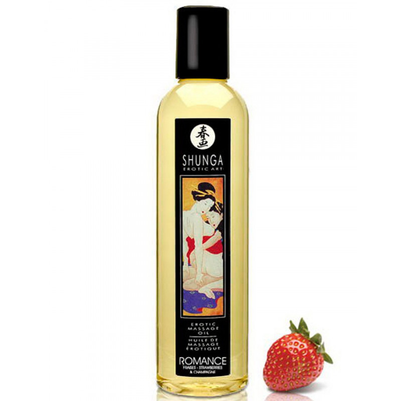 Huile de massage aphrodisiaque fraise vin pétillant 250ml - CC811008