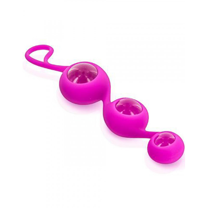 Triple boules de Geisha rose verre et silicone - CC571002