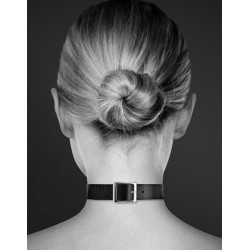 Collier en cuir noir SM avec anneau métal argenté pour laisse - CC6060010010