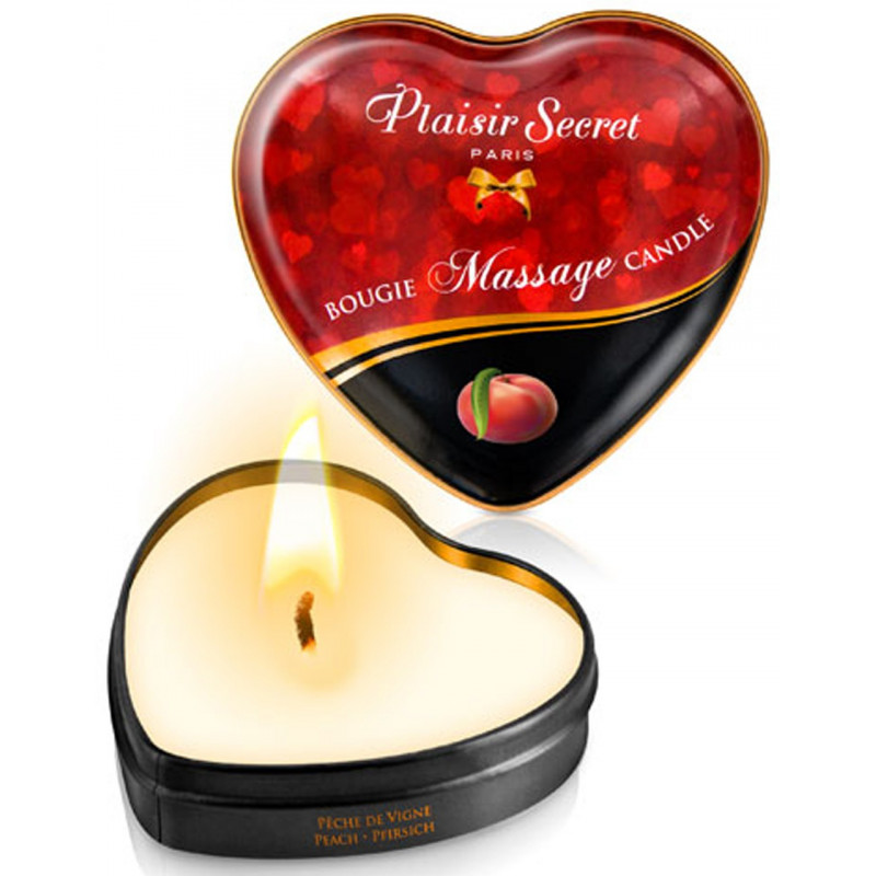 Mini bougie de massage pêche de vigne boîte coeur 35ml - CC826069