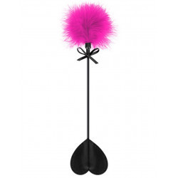 Cravache noire coeur bdsm avec plumeau rose - CC5700760201