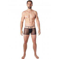 Boxer noir suspendu fine maille transparente et ornements - LM804-67BLK