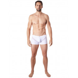 Boxer blanc sexy avec fine résille en V - LM805-67WHT