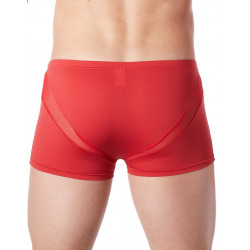 Boxer rouge sexy avec fine résille en V - LM805-67RED