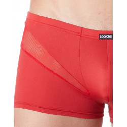 Boxer rouge sexy avec fine résille en V - LM805-67RED