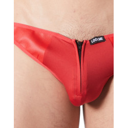 String rouge sexy avec fermeture éclair et côtés style cuir - LM813-57RED