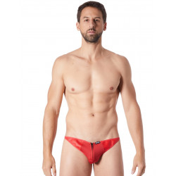 String rouge sexy avec fermeture éclair et côtés style cuir - LM813-57RED