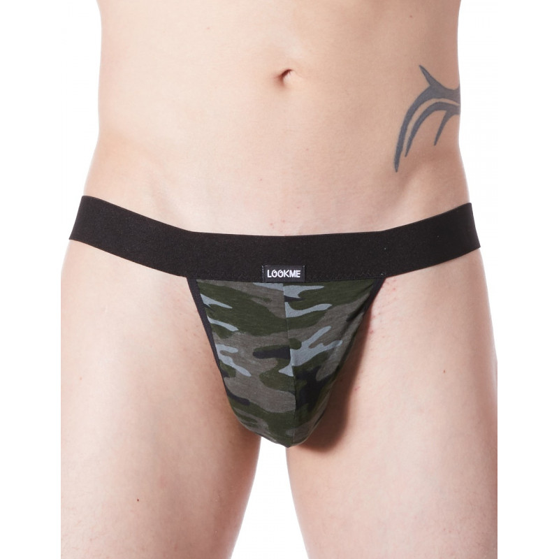 String noir sexy large élastique déco camouflage armée - LM814-57BLK