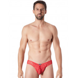 String rouge sexy fine maille transparente doublure opaque et lacet - LM899-05RED