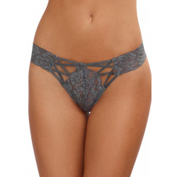 Tanga gris dentelle sexy ajouré sur l'avant - DG1435SLA