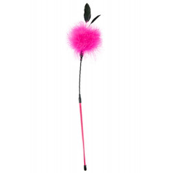 Cravache pompon rose avec petites plumes - CC570079