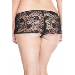 Shorty noir grande taille ouvert dentelle tombante - ML10016XBLK