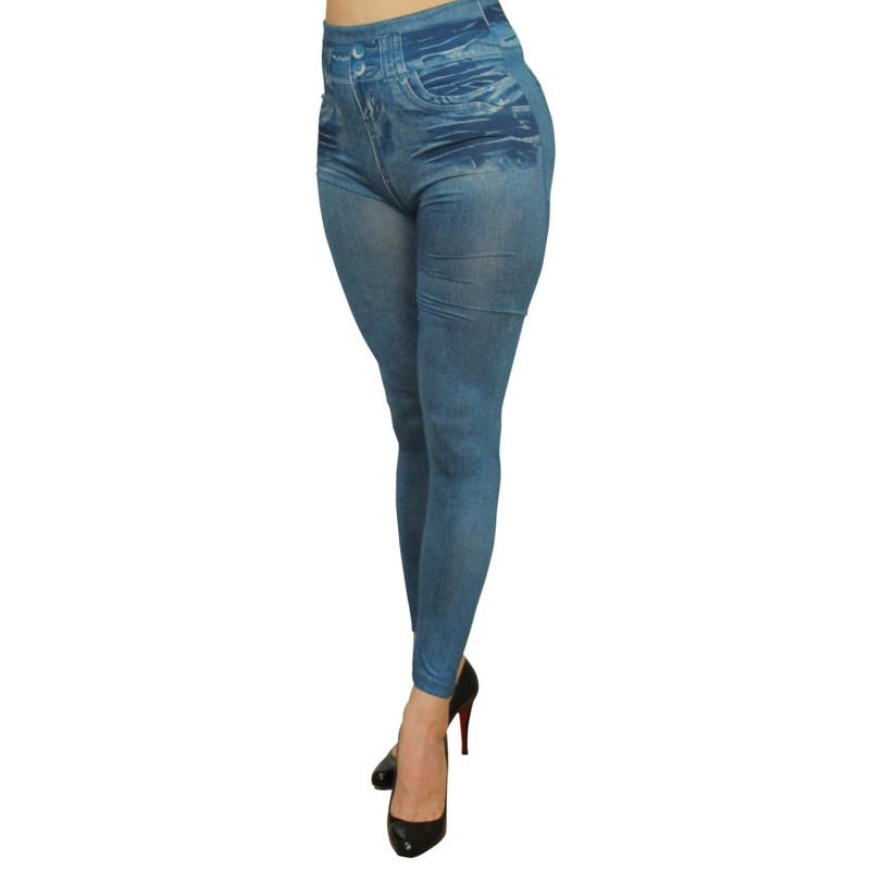 Legging bleu effet jean usé - FD1014