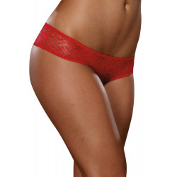 Tanga ouvert rouge dentelle avec noeud sur les fesses - DG1300RED