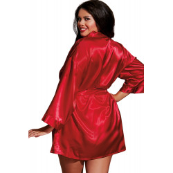 Nuisette grande taille rouge avec peignoir satinés - DG3717XRED