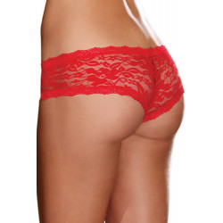 Shorty sexy taille basse rouge en dentelle - DG1375RED