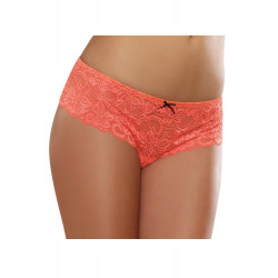 Shorty ouvert orange corail court en dentelle - DG7177COR