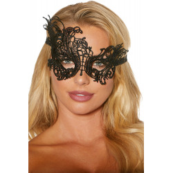 Masque noir asymétrique brodé dentelle de Venise - SOH90398BLK