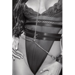 Body string noir menottes et tour de cou - SOH2164bBLK