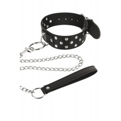 Collier fétichiste large avec rivets et laisse - CC6060160010