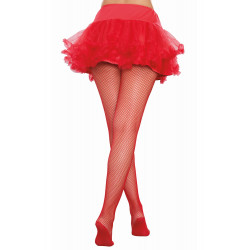 Collant résille rouge grande taille avec pieds renforcés - DG0257HXRED