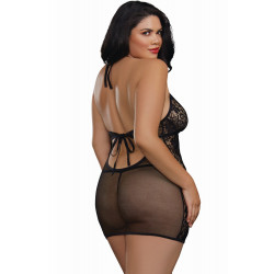 Nuisette légère grande taille avec dentelle et transparence - DG11515XBLK