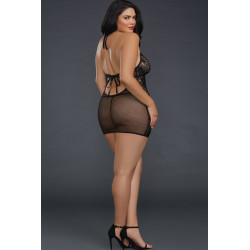 Nuisette légère grande taille avec dentelle et transparence - DG11515XBLK