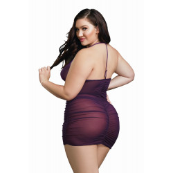 Nuisette grande taille violette froncée avec zip - DG11517XPLU