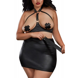 Ensemble fétichiste grande taille simili cuir - DG11536XBLK