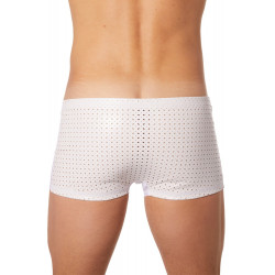 Boxer blanc maille et brillance ajourée - LM902-67WHT