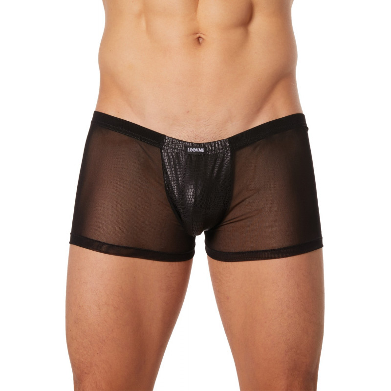 Boxer noir transparence et effet reptile - LM903-67BLK