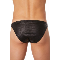 Slip brief noir transparence et effet reptile - LM903-61BLK