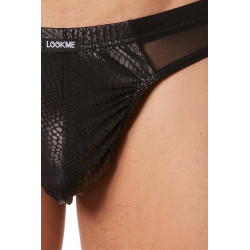 Slip brief noir transparence et effet reptile - LM903-61BLK