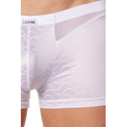 Boxer blanc effet satiné à vagues - LM904-67WHT