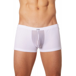 Boxer blanc finement ajouré et transparence - LM905-67WHT