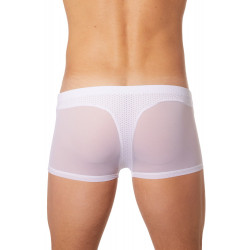 Boxer blanc finement ajouré et transparence - LM905-67WHT