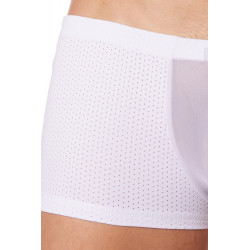 Boxer blanc finement ajouré et transparence - LM905-67WHT