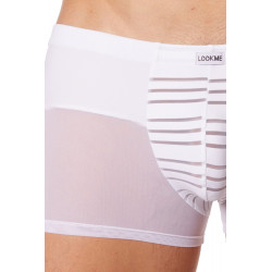 Boxer blanc rayé opaque et transparent - LM906-67WHT