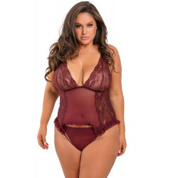 Body ouvert bordeaux grande taille avec amatures - REN50009X-BUR