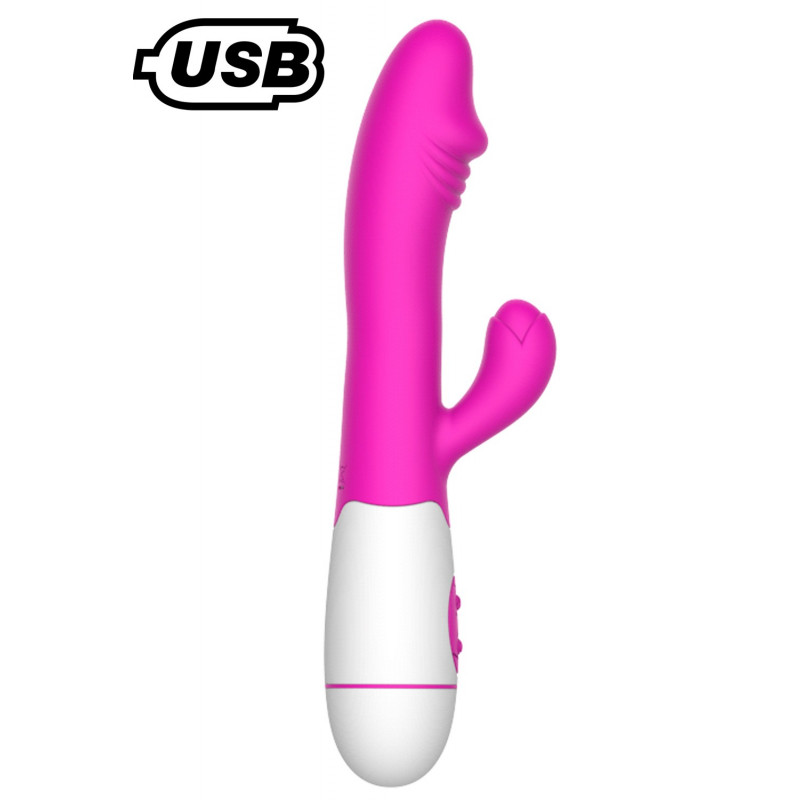 Vibromasseur rabbit USB rose avec gland 30 programmes - CR-VA001PNKR