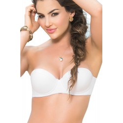 Haut de bikini blanc bustier coqué bretelles amovibles - MAR6847WHT