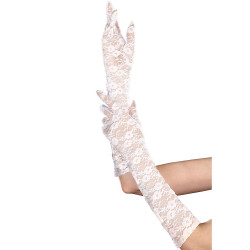 Longues mitaines blanches dentelle - FDG7820WHT