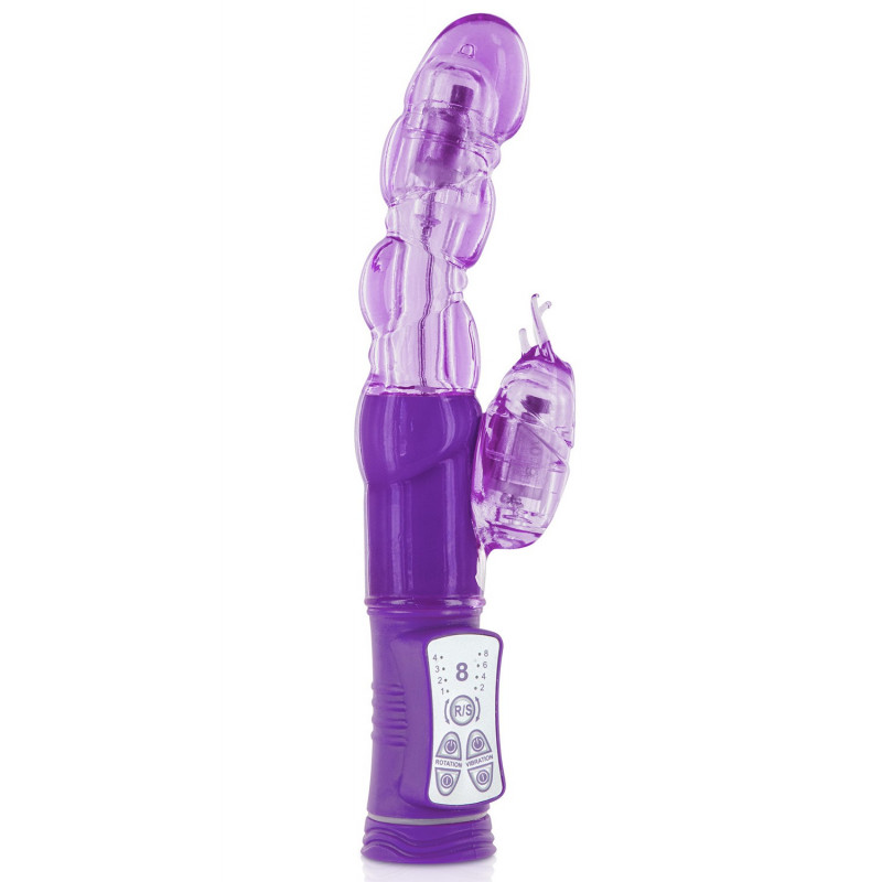 Vibromasseur rabbit violet tête rotative USB - CC5702020201